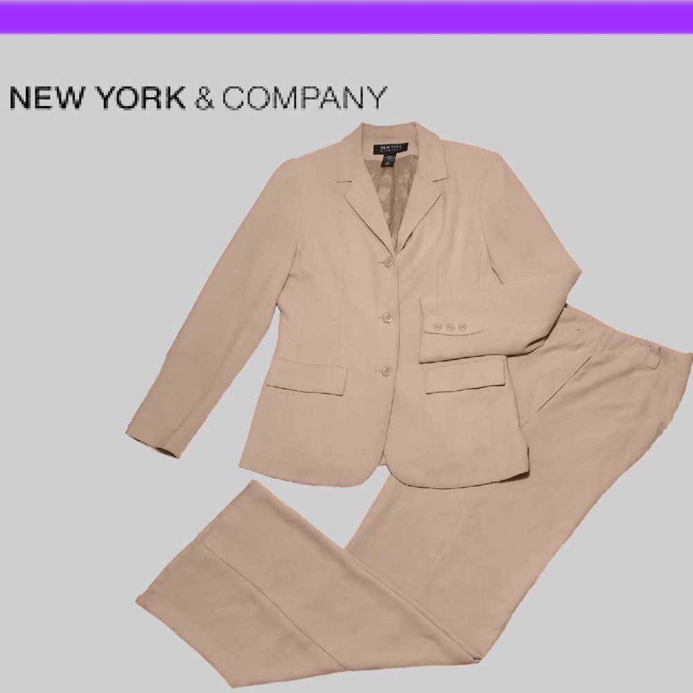 Talls Soft Tan Crepe Suit with Wide Leg Pant